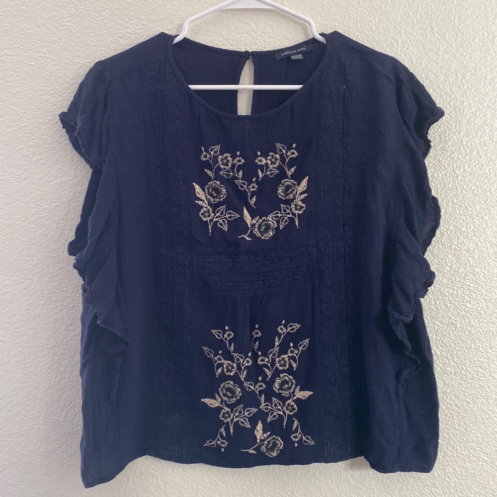 American Eagle 🦅 Navy Blue blouse